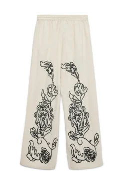 Pantalón largo lino estampado