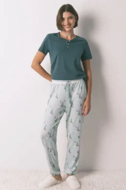 Pantalón largo punto ante estampado navideño