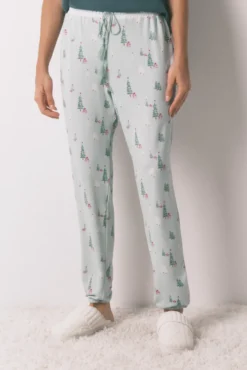 Pantalón largo punto ante estampado navideño