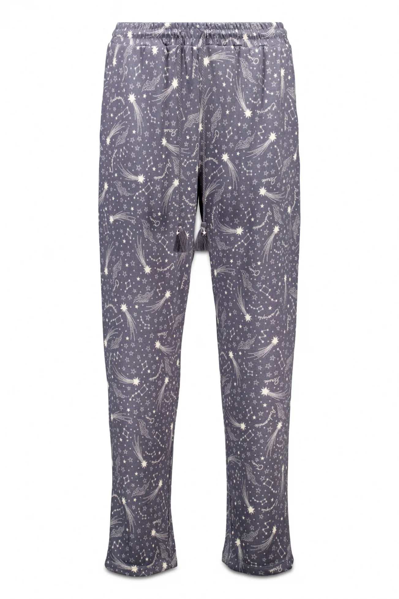 Pantalón largo punto cálido suave estrellas grises