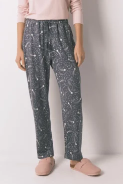 Pantalón largo punto cálido suave estrellas grises