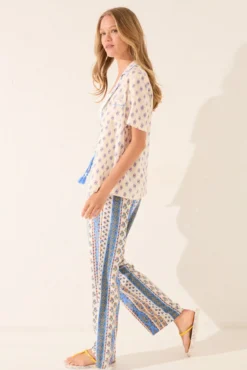 Pantalón largo viscosa cenefas multicolor