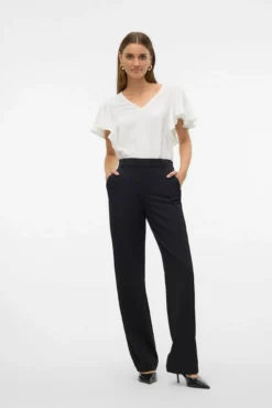 Pantalón recto con cintura elástica