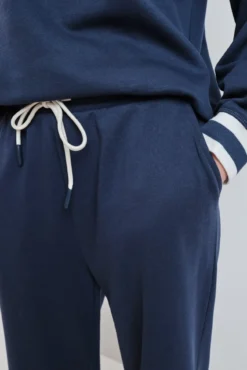 Pantalón recto felpa azul