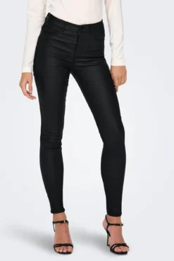 Pantalón skinny encerado tiro alto