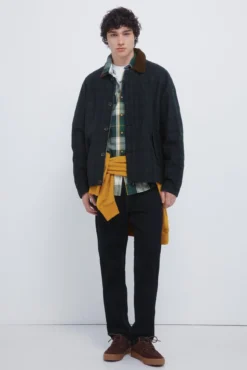 Parka cuadros cuello pana