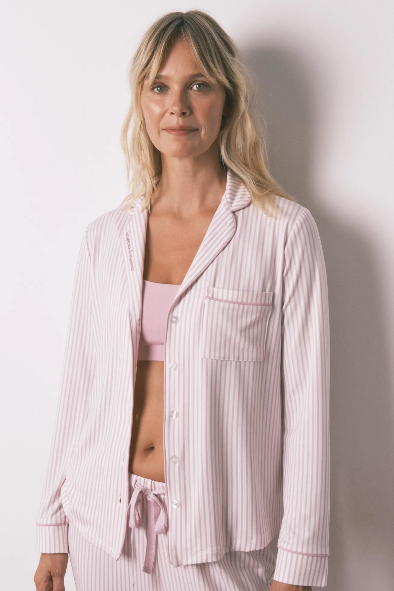Pijama camisero rayas rosa La Vecina Rubia