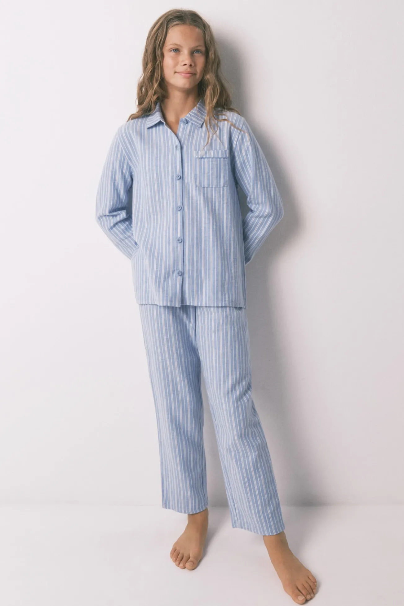 Pijama infantil camisero rayas 100% algodón