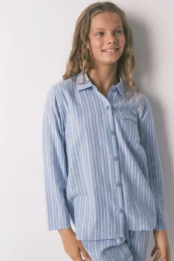 Pijama infantil camisero rayas 100% algodón