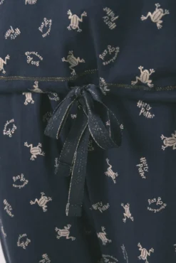 Pijama largo 100% algodón azul estampado ranitas