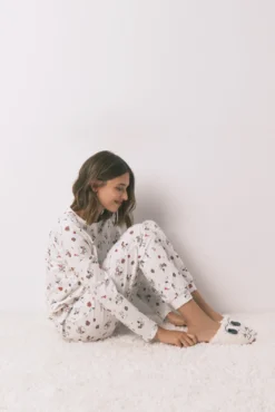 Pijama largo 100% algodón blanco Snoopy