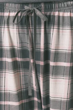 Pijama largo 100% algodón gris cuadros Stitch