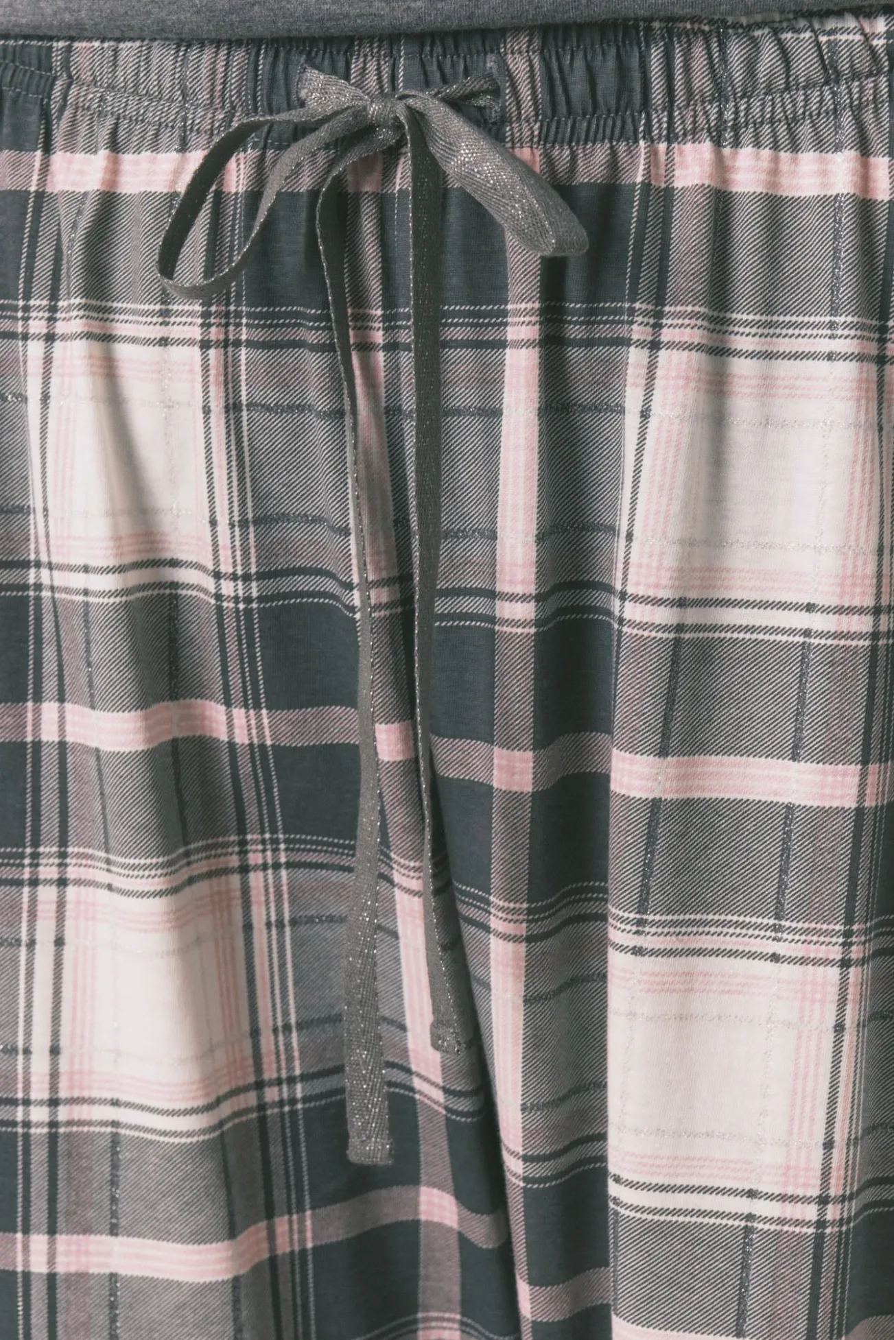 Pijama largo 100% algodón gris cuadros Stitch