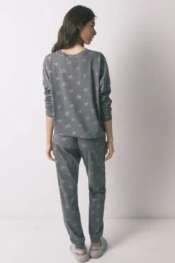 Pijama largo 100% algodón gris logo Mickey