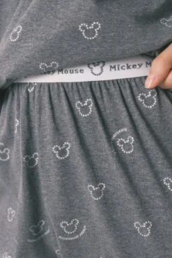 Pijama largo 100% algodón gris logo Mickey