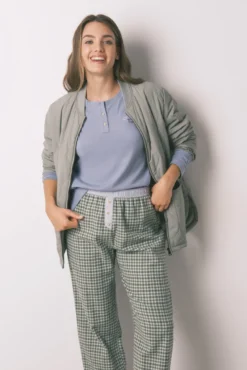 Pijama largo algodón pantalón cuadros