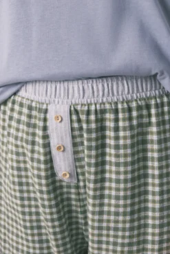 Pijama largo algodón pantalón cuadros