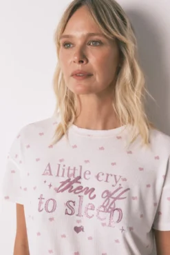 Pijama largo camiseta corta La Vecina Rubia tejido Waffle