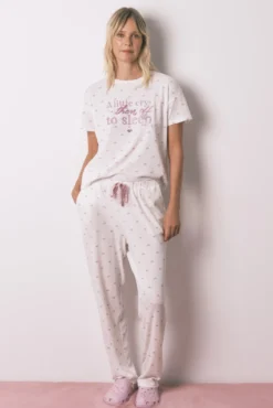 Pijama largo camiseta corta La Vecina Rubia tejido Waffle