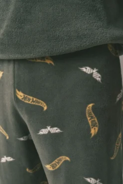 Pijama largo hombre polar verde Hotwheels