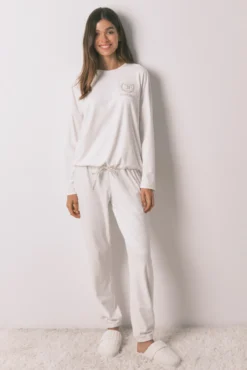 Pijama largo polar estampado rayas lurex