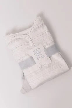 Pijama largo polar suave cenefas gris