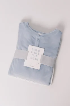 Pijama largo polar suave cenefas azul