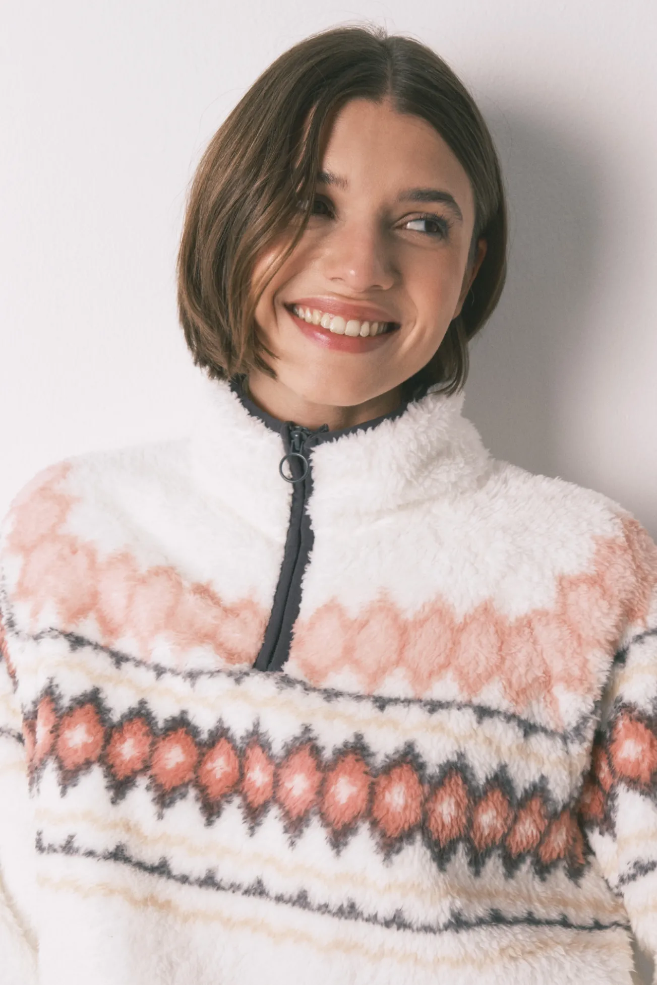 Pijama largo polar suave estampado fair isle