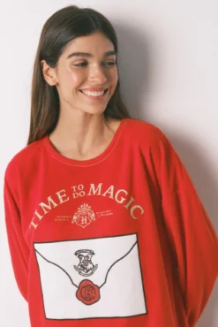 Pijama largo polar suave estampado Harry Potter