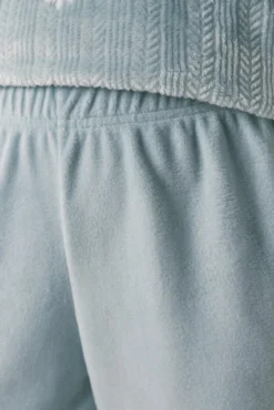 Pijama largo polar textura azul