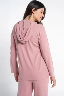 Pijama largo premamá de canalé con capucha