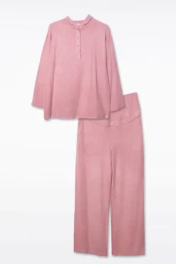 Pijama largo premamá de canalé con capucha