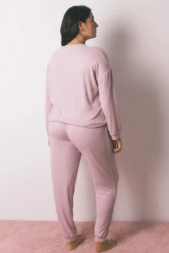 Pijama largo rosa Vecina Rubia punto cálido soft