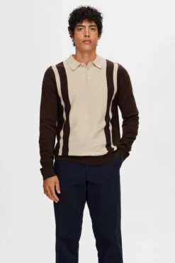 Polo de punto bicolor de manga larga confeccionado con algodón 100% orgánico. Regular Fit.
