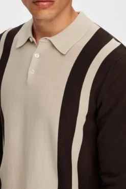 Polo de punto bicolor de manga larga confeccionado con algodón 100% orgánico. Regular Fit.