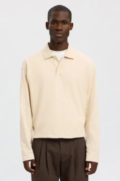 Polo jacquard de manga larga 100% algodón orgánico