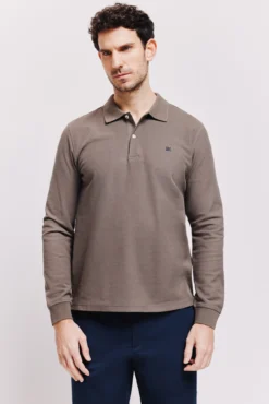 Polo manga larga con logo bordado