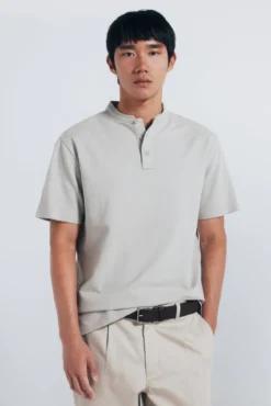 Polo piqué cuello mao regular fit