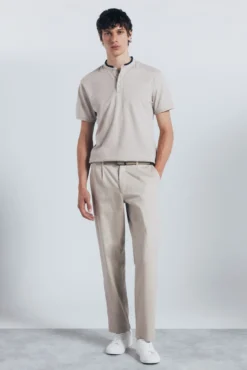 Polo piqué cuello mao slim fit