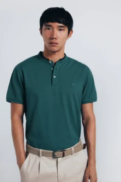 Polo piqué cuello mao slim fit