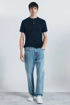 Polo piqué cuello mao slim fit