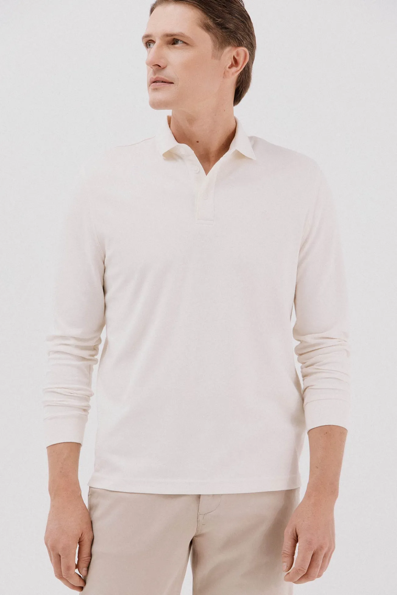 Polo refinado manga larga