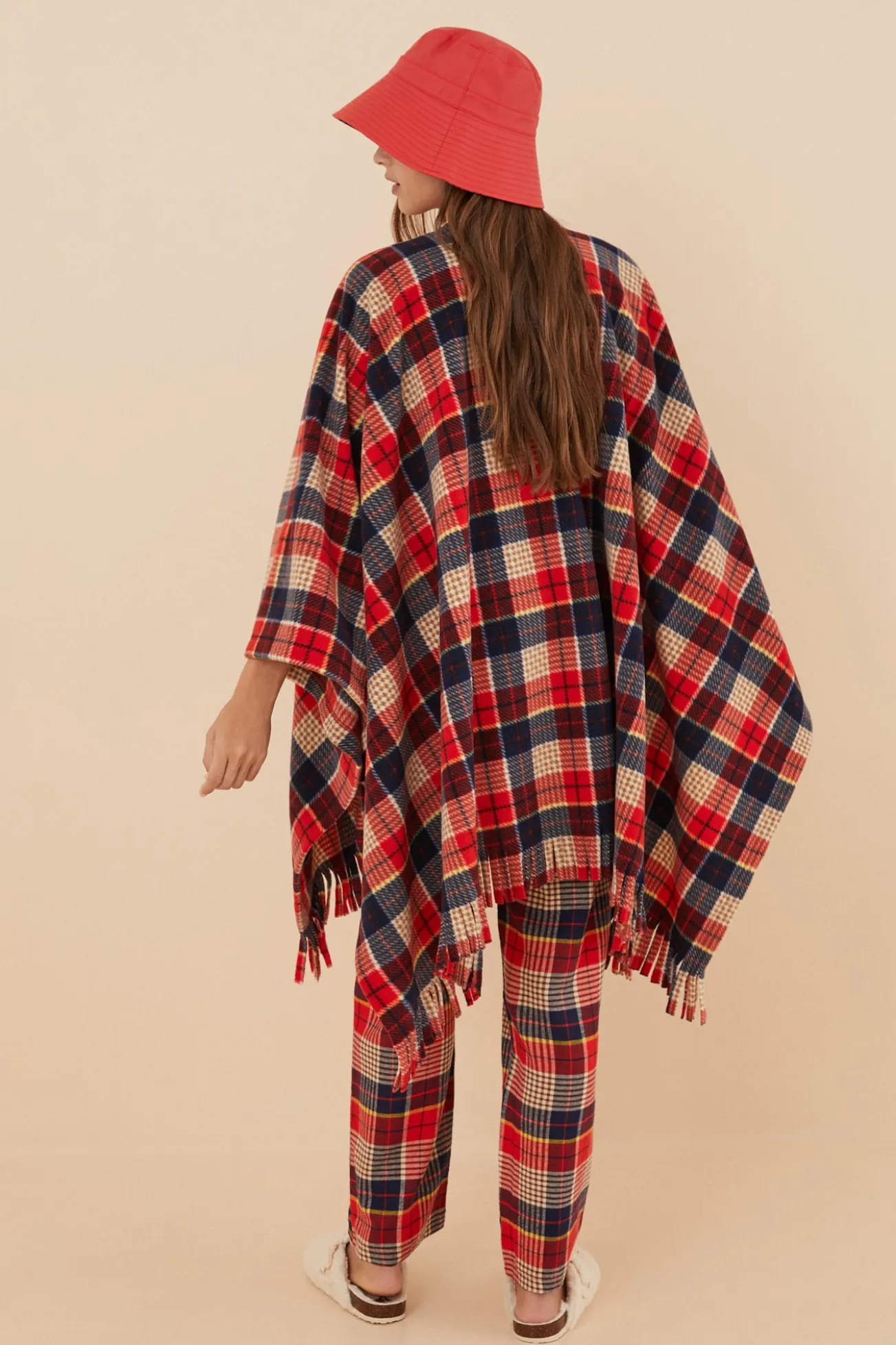 Poncho capa polar cuadros