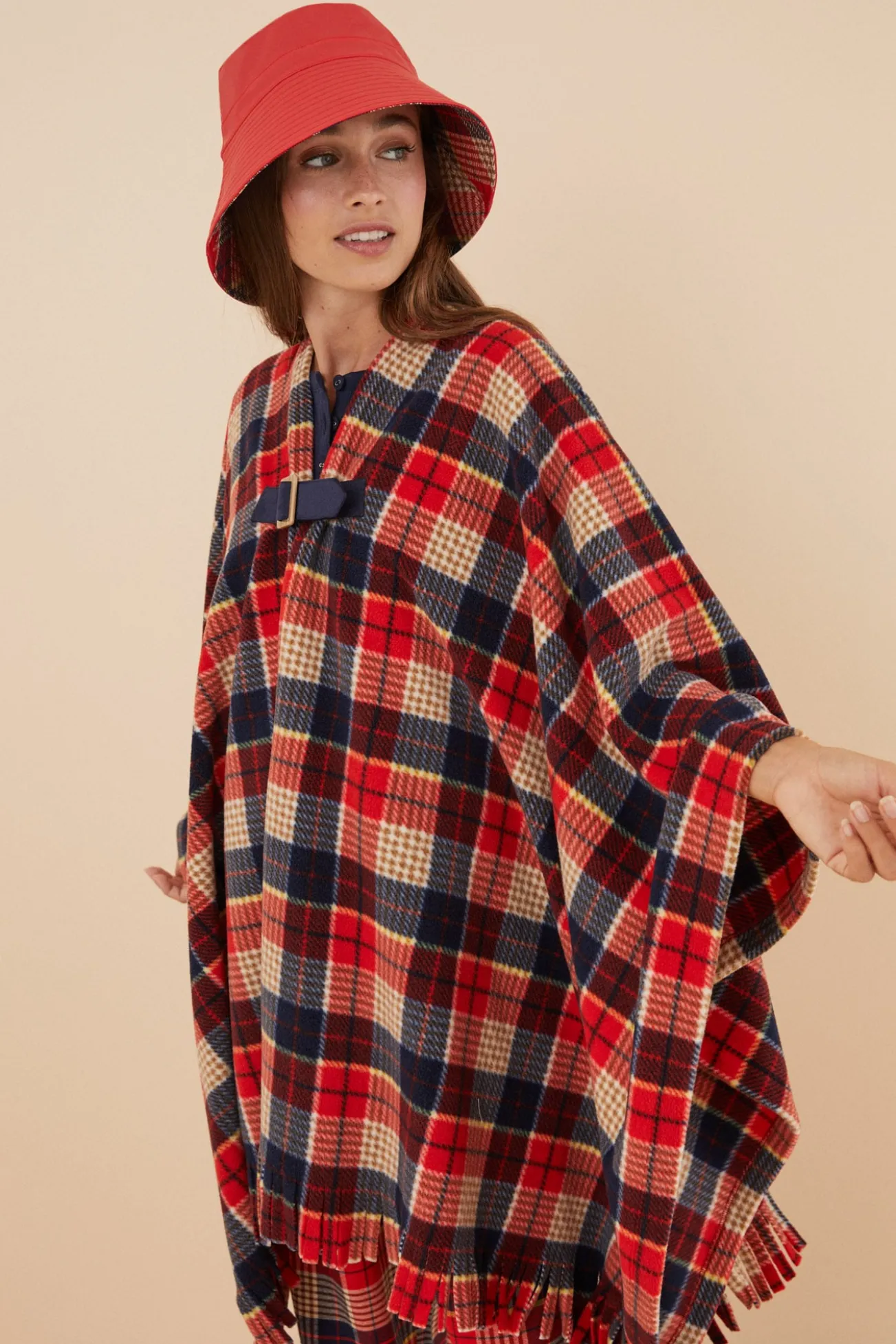 Poncho capa polar cuadros