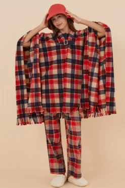 Poncho capa polar cuadros