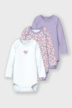 Set 3 bodys corazón bebé niña