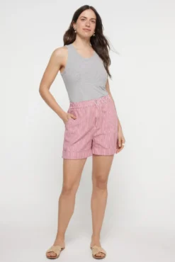 Short denim estampado a rayas
