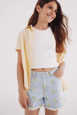 Short denim limones para niña