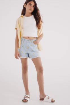 Short denim limones para niña