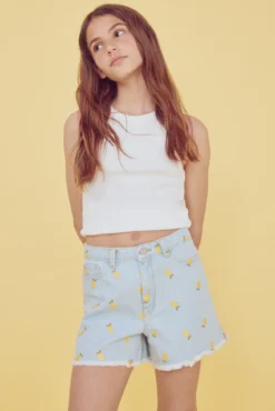 Short denim limones para niña